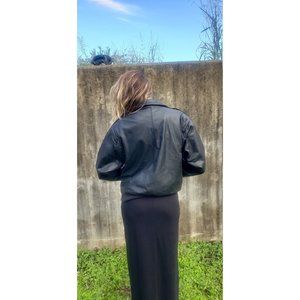 VTG Roundtree & York genuine black leather men's bomber jacket